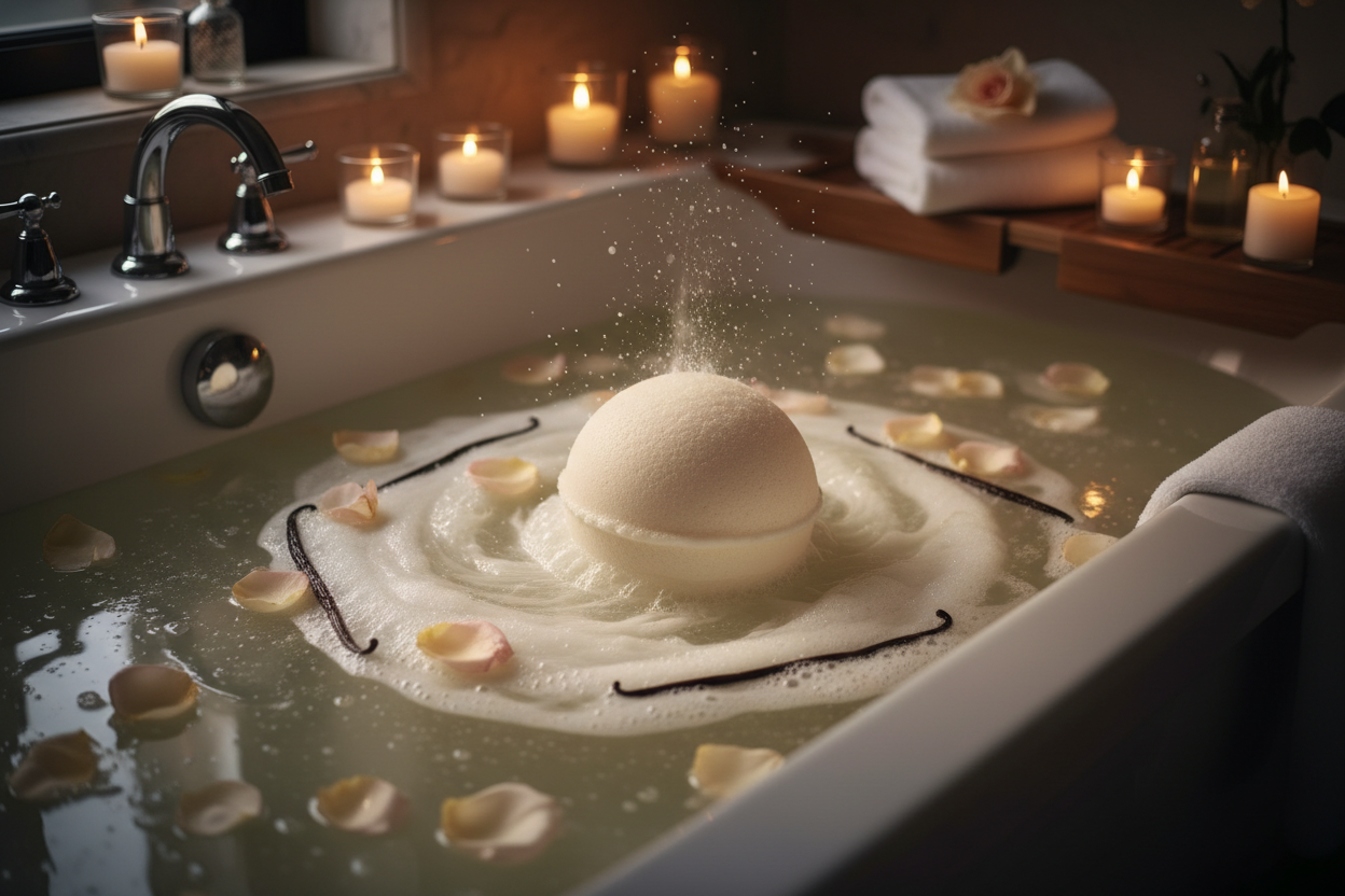 Vanilla Bath Fizzer by Flor de Mayo | Natural & Organic | Distriburix